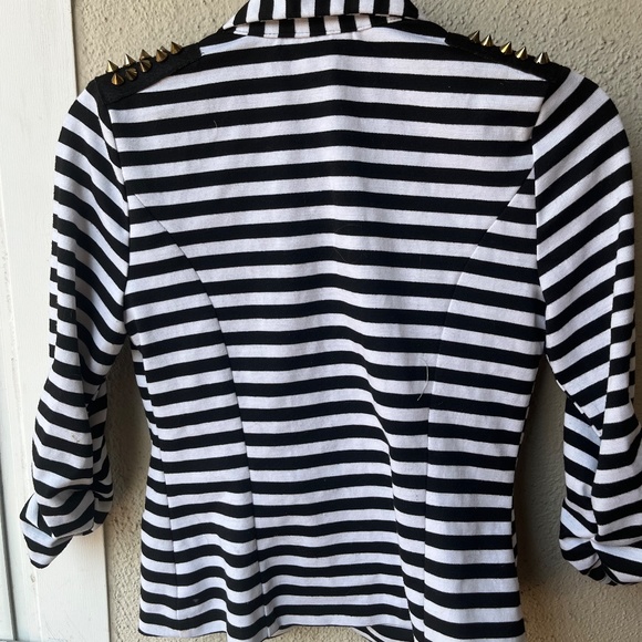 Valia single button jacket B/W stripe blazer - Picture 7 of 13